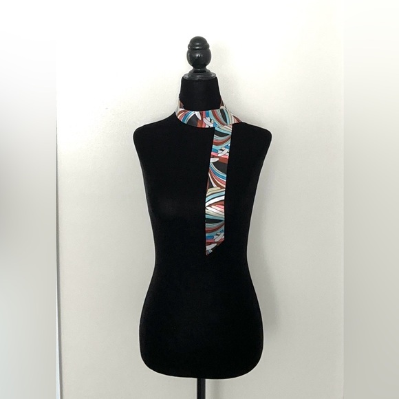 NEW! Multicolor Geometric Pattern Twilly Scarf - Picture 3 of 6